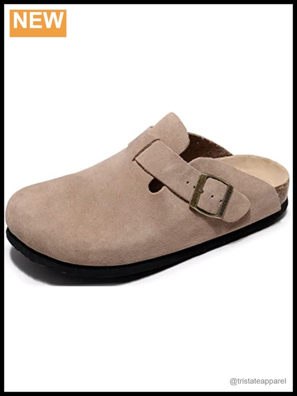 Suede Clogs for Women with Arch Support, Closed Toe Mules with Buckle